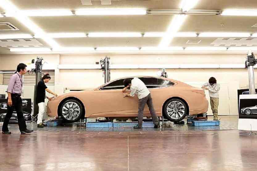 Working on a full-size clay model of the Lexus LS 500