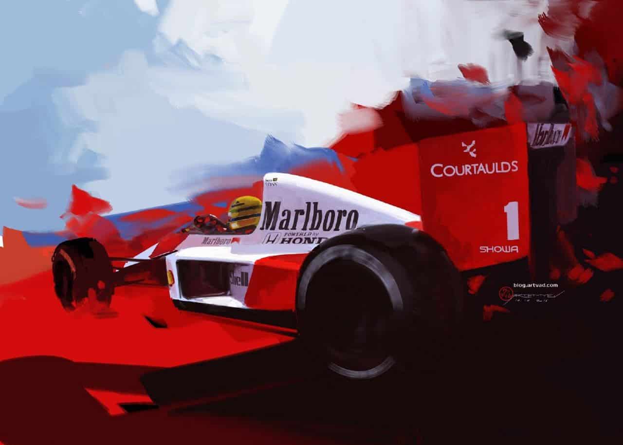 Ayrton Senna's McLaren MP4/5 digital painting by Honda designer Vadim Artemiev