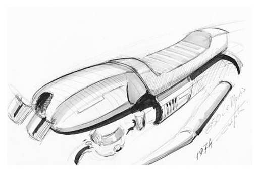 Moto Guzzi 850 Le Mans sketch by Paolo Martin (1974)